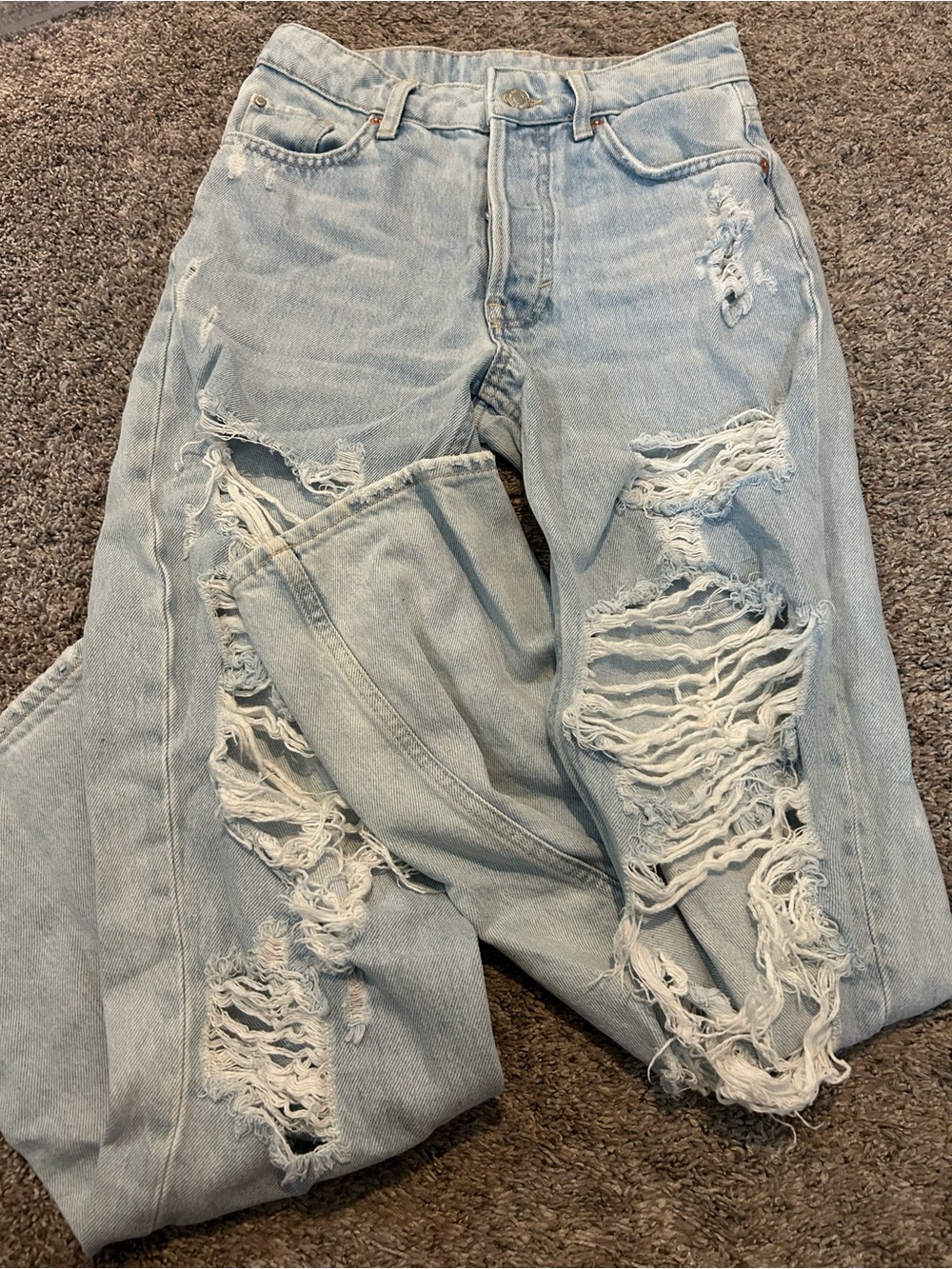 H&M Light Blue Distressed Boyfriend Jeans